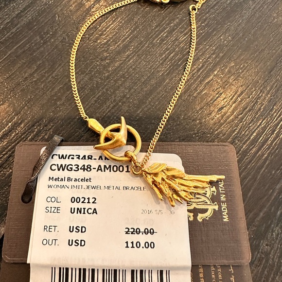 🆕 Roberto Cavalli Women Chain Adjustable Anklet Braclet Anchor and Wing - Picture 8 of 8